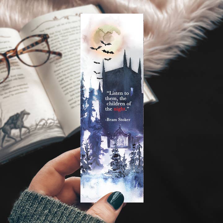 Bram Stoker Dracula Quote Watercolor Bookmark for wholesale by Mirkwood Scribes