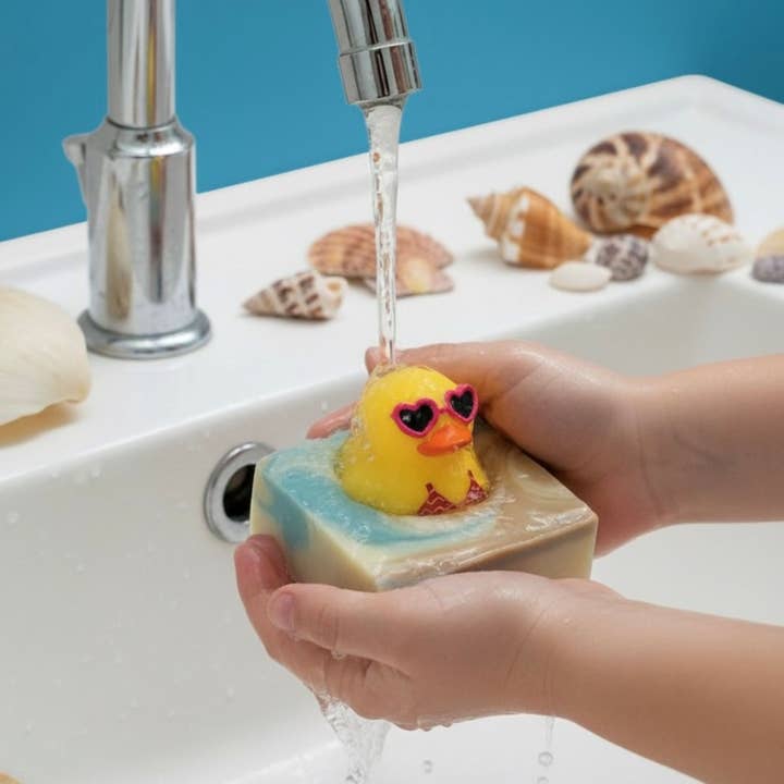 SARATOGA NATURAL BODY CARE LLC - Wholesale Bar Soap - Summer Surf's Up Duckling Handmade Soap Bar for Kids VEGAN2