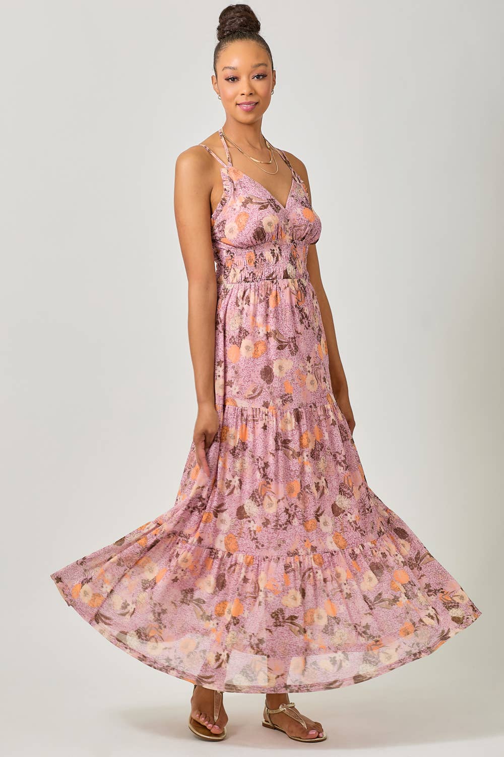 Mystree - Vendita all'ingrosso Vestito - Donna - 61048 Abito Lungo a Strati in Rete Stampata16