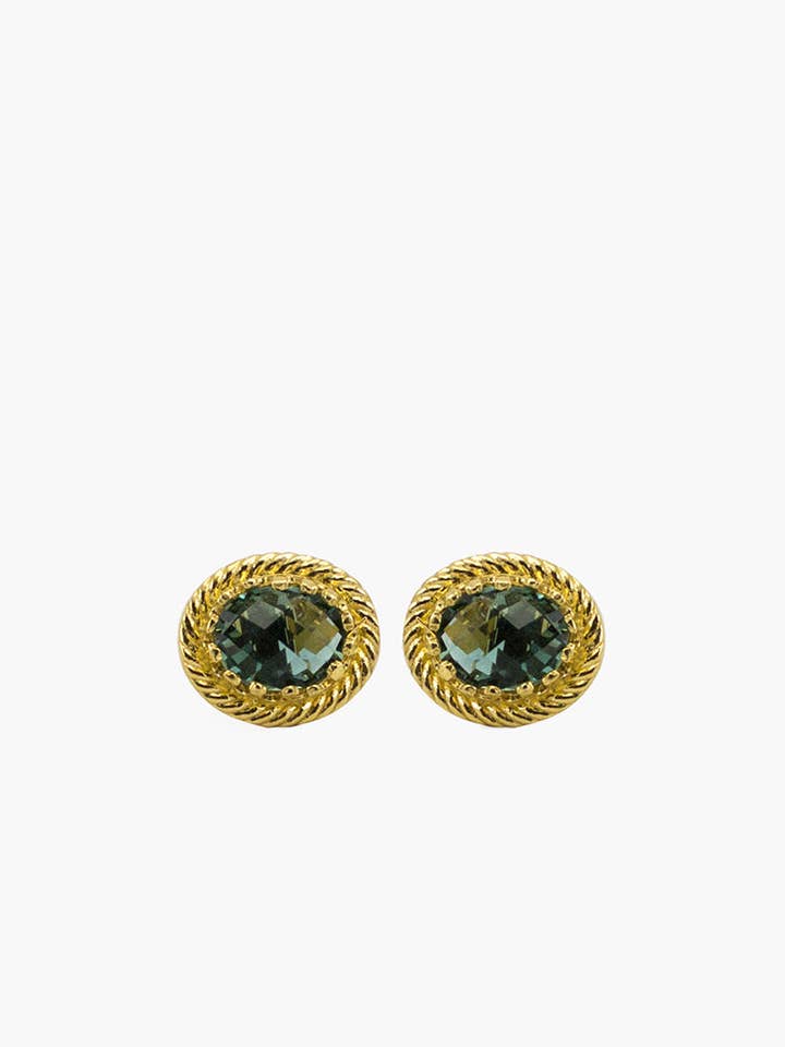 Luccichio Green Quartz Stud Earrings for wholesale by Vintouch Jewels