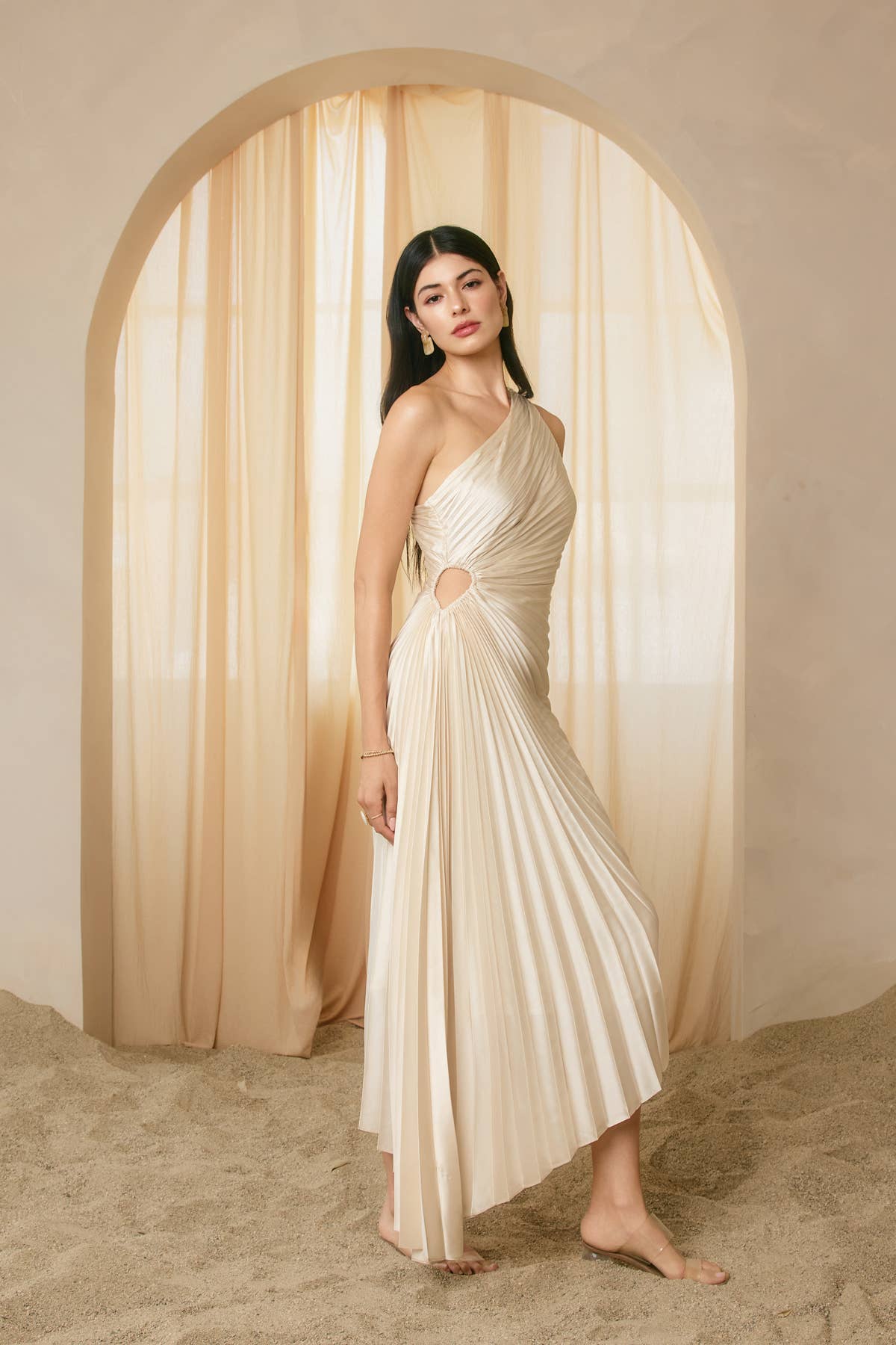 Dress Forum - Wholesale Dress - Women's - Olympia Asymmetrical Pleated Maxi Dress41