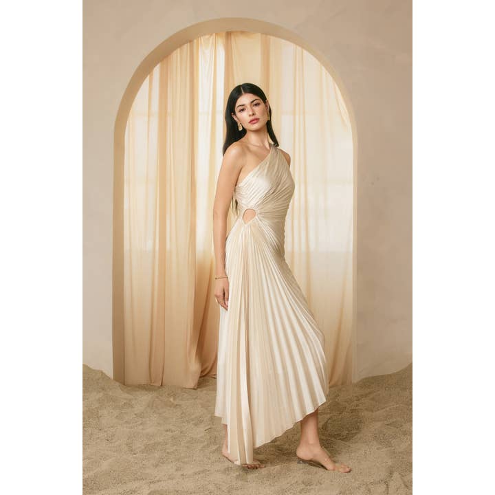 Dress Forum - Wholesale Dress - Women's - Olympia Asymmetrical Pleated Maxi Dress41