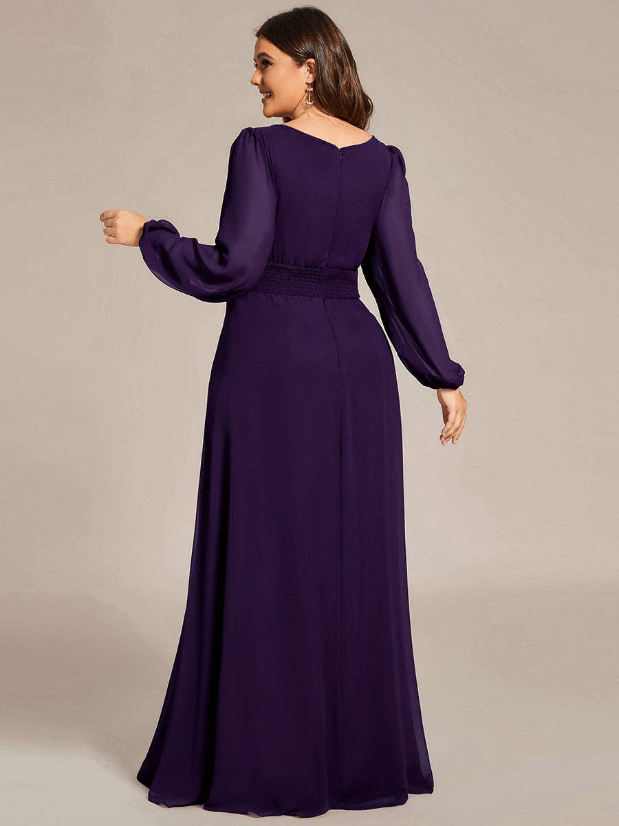 Ever-Pretty - Wholesale Gown - Women's - Plus Size Long Lantern Sleeves Round Neck Bridesmaid Dress27