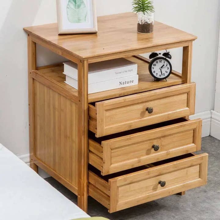 Bamboo Bedside Table Cabinet Drawer Unit Storage Stylish Strong Elegant for wholesale by everythingbamboo