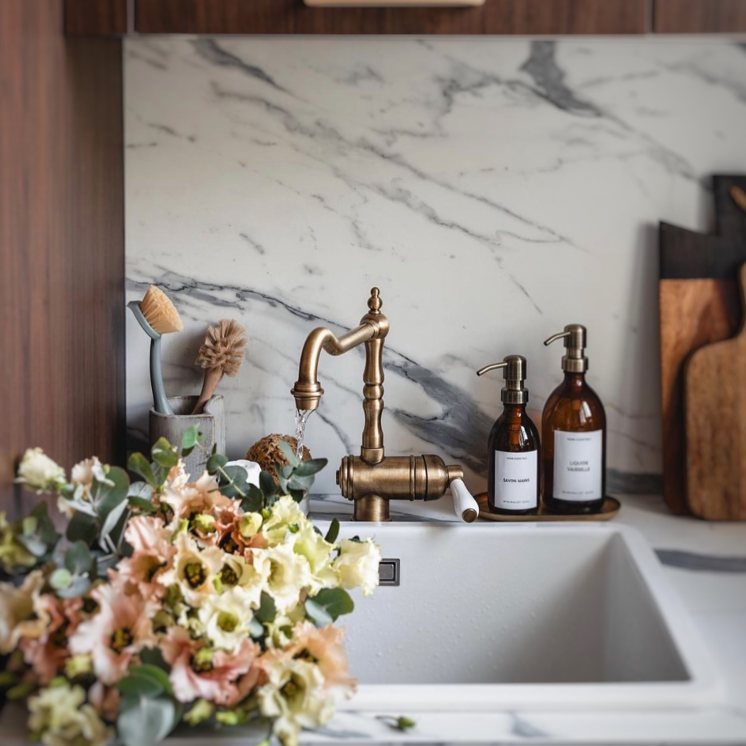 Âmbar Dispenser de sabonete de vidro âmbar para cozinha – 500 ml – Fabricado na França para venda a revendedores na Faire3