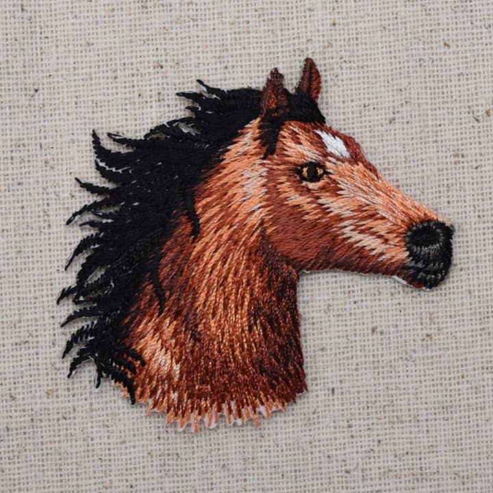 Horse Head - Facing Right - Iron On Applique - Embroidered Patch - 1119561 for wholesale by Wholesale Applique