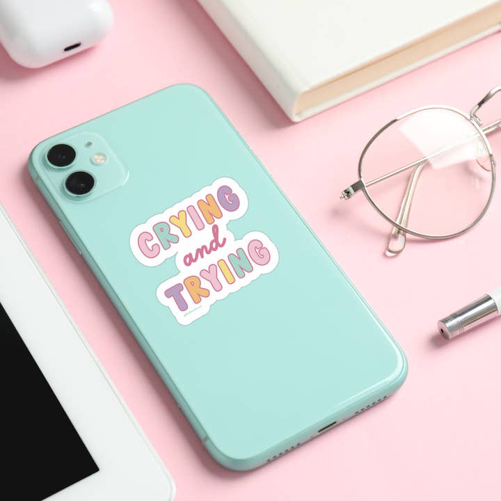 Fluffmallow (Custom duties for USA are pre-paid by us) - Wholesale Sticker - Crying & Trying Mental Health Chronic Illness Sticker3