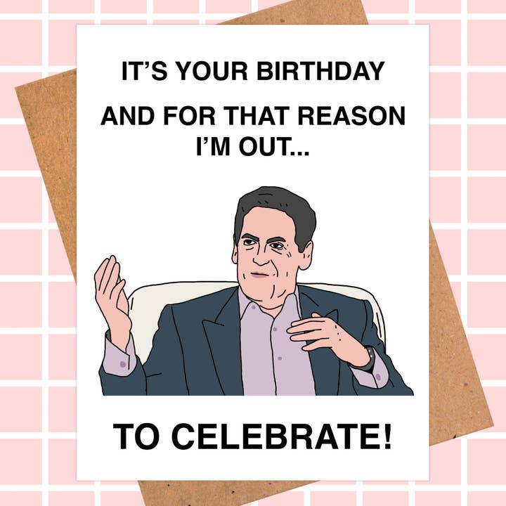 Cartão de Aniversário Mark Cuban “Shark Tank” - Humor Empresarial por atacado de Pop Hot Cards