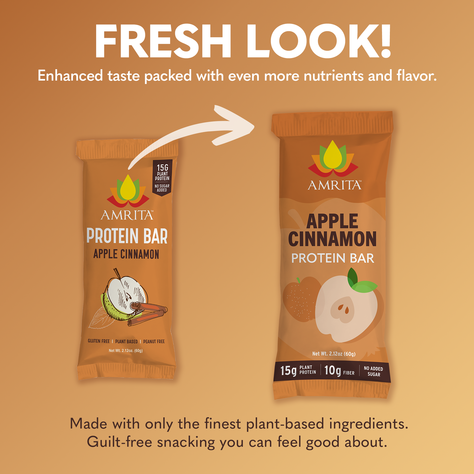 Amrita Health Foods - Wholesale Snack Bar - Apple Cinnamon Protein Bars, High Fiber, No Added Sugar2