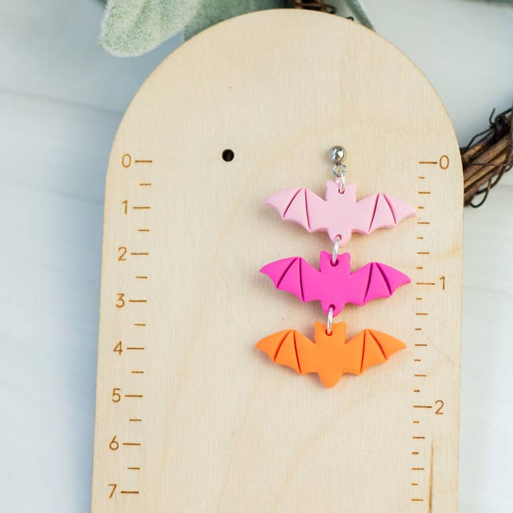 EJ Clay Co - Wholesale Dangle Earrings - Bright Bat Dangles - Halloween Earrings - Fall Earrings1
