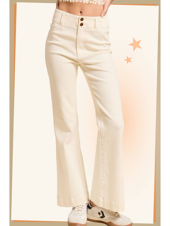 La Miel – Calças - Mulher por atacado – MCP3113-Calças Flare elástica de Cintura Alta Lavada e Macio12