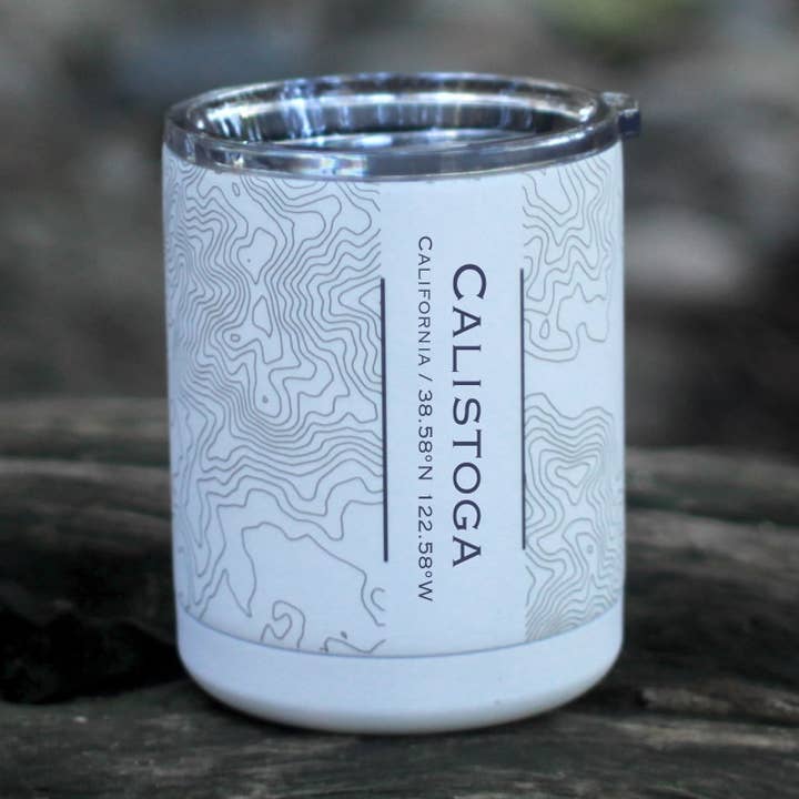 Calistoga CA Map Insulated Cup in Matte White for wholesale by JACE.design