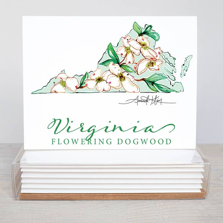 Virginia Flowering Dogwood State Flower Notecard Set for wholesale by Amanda Klein Co.