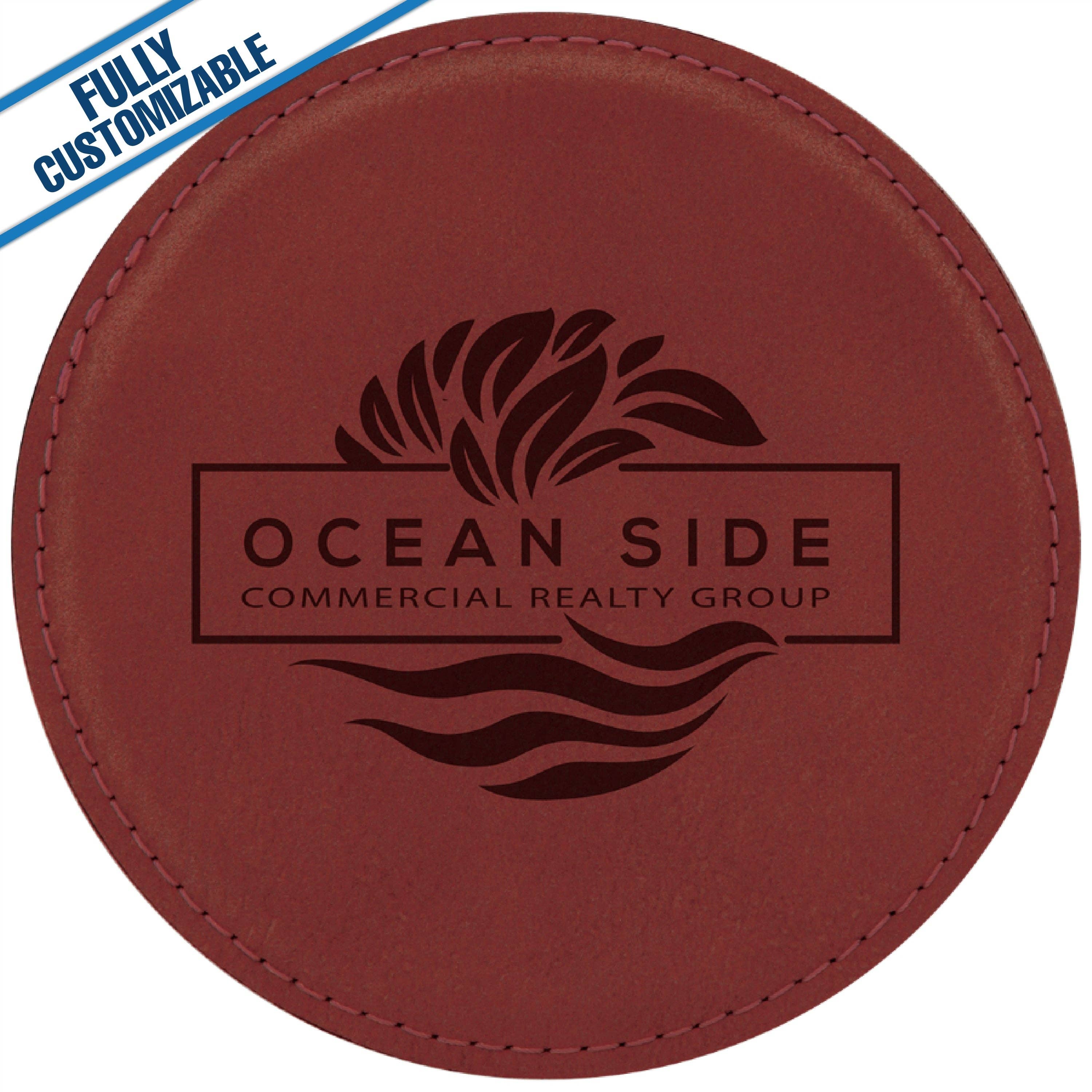 GiftWorksPlus - Wholesale Coasters - Engraved Leatherette Round Coasters - Fully Customizable5