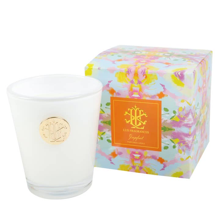 LUX FRAGRANCES - Wholesale Jar/Filled Candle - Grapefruit 8 oz Designer Box Candle MIN 6