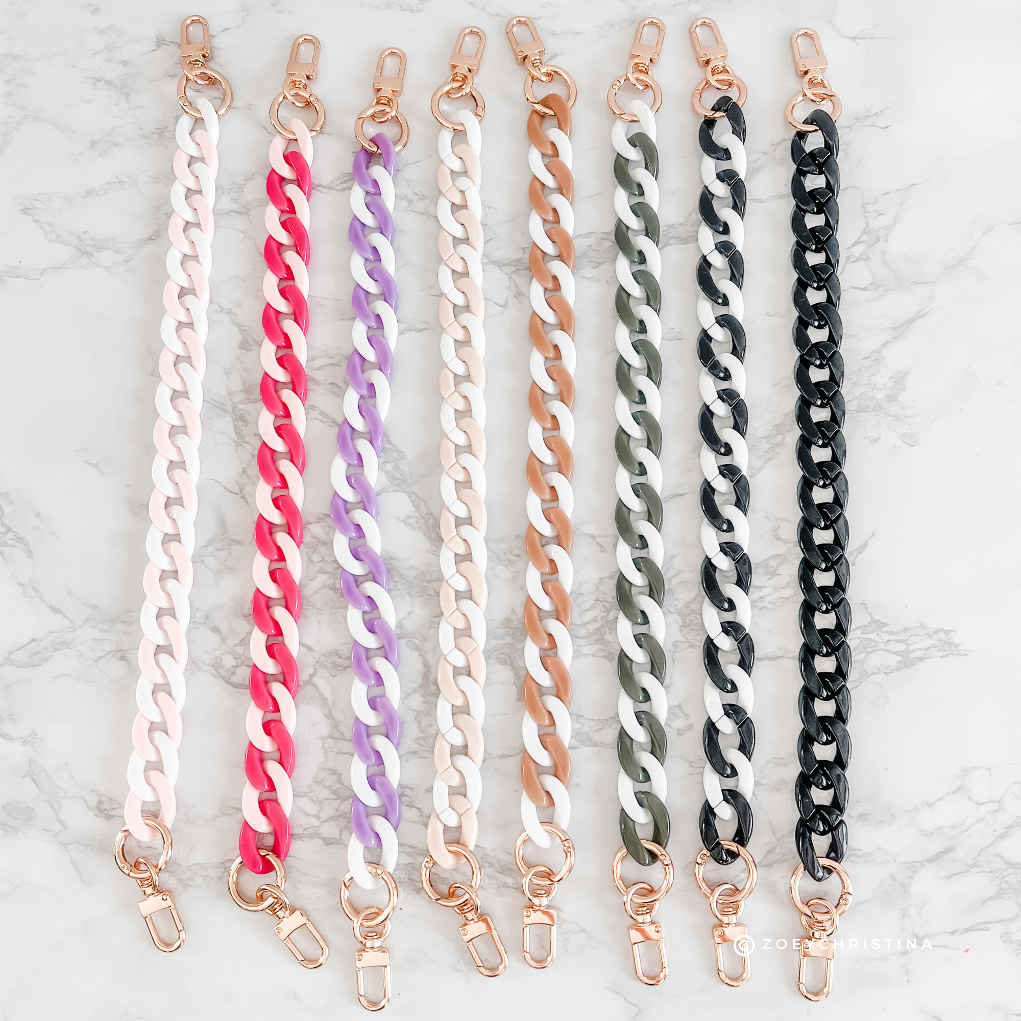 Zoey Christina - Wholesale Accessoire voor portemonnee/tas - Dames - Chunky acryl tassenkettingen – 8 kleuren, 42 cm lang2