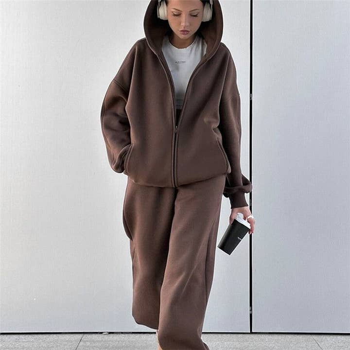 kycozy - Wholesale Lounge Set - Women's - Solid Fleece Hoodie Pants Set9