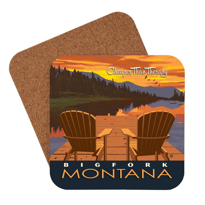 Bigfork, MT Cheaper Than Therapy Coaster for wholesale by Tourist Courts