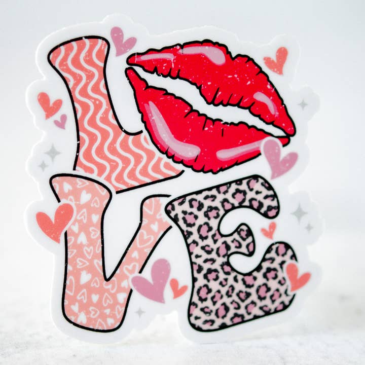 LOVE, vinylsticker, 3x3 inch. voor wholesale door Savannah and James Co