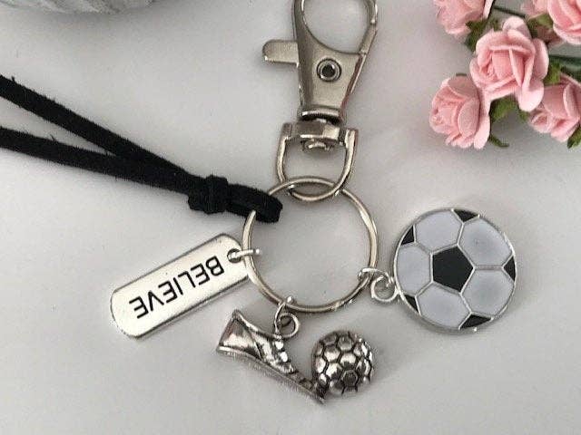 Miss DJ Angel - Wholesale Keychain - Unisex - Football keychain, soccer keychain, football theme, shoe and ball, sports ball gift0