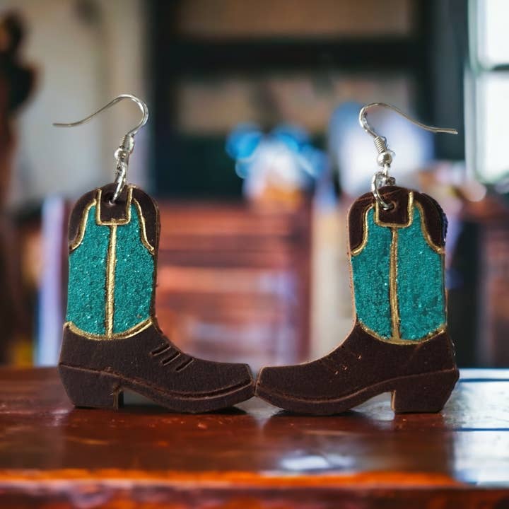 Teal and Gold Cowgirl Boots for wholesale by Bushleys Beauties, LLC