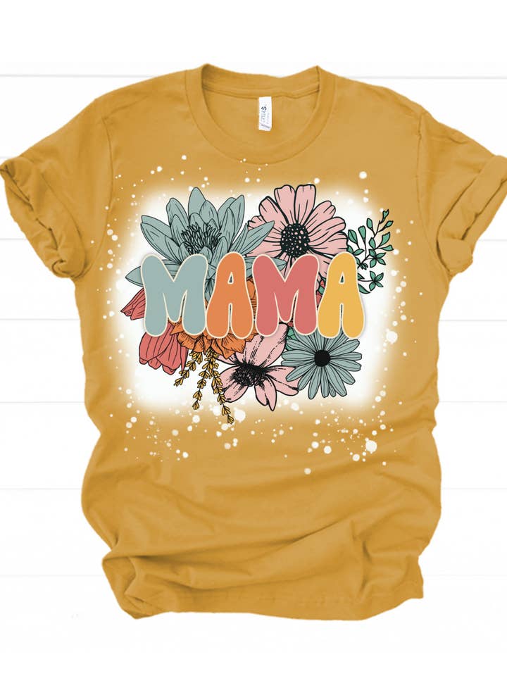 Mama flowers bleached tee for wholesale by 4 little hearts