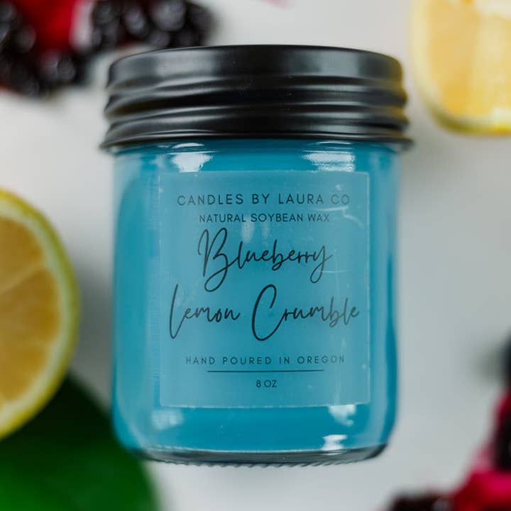 Blueberry Lemon Crumble Soy Jar Candle for wholesale by Candles By Laura