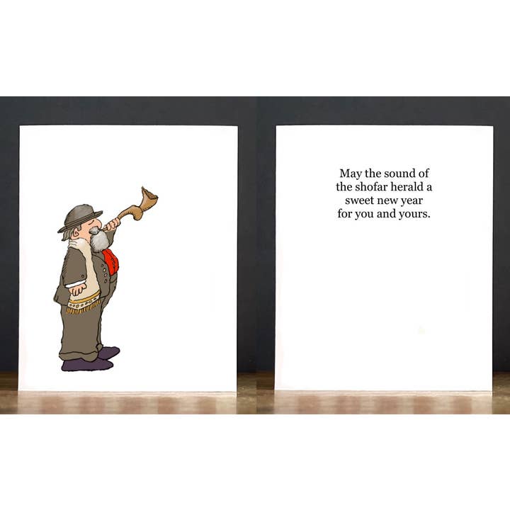Rosh Hashanah: Shofar with a Bowler Hat for wholesale by Cards by Charlot
