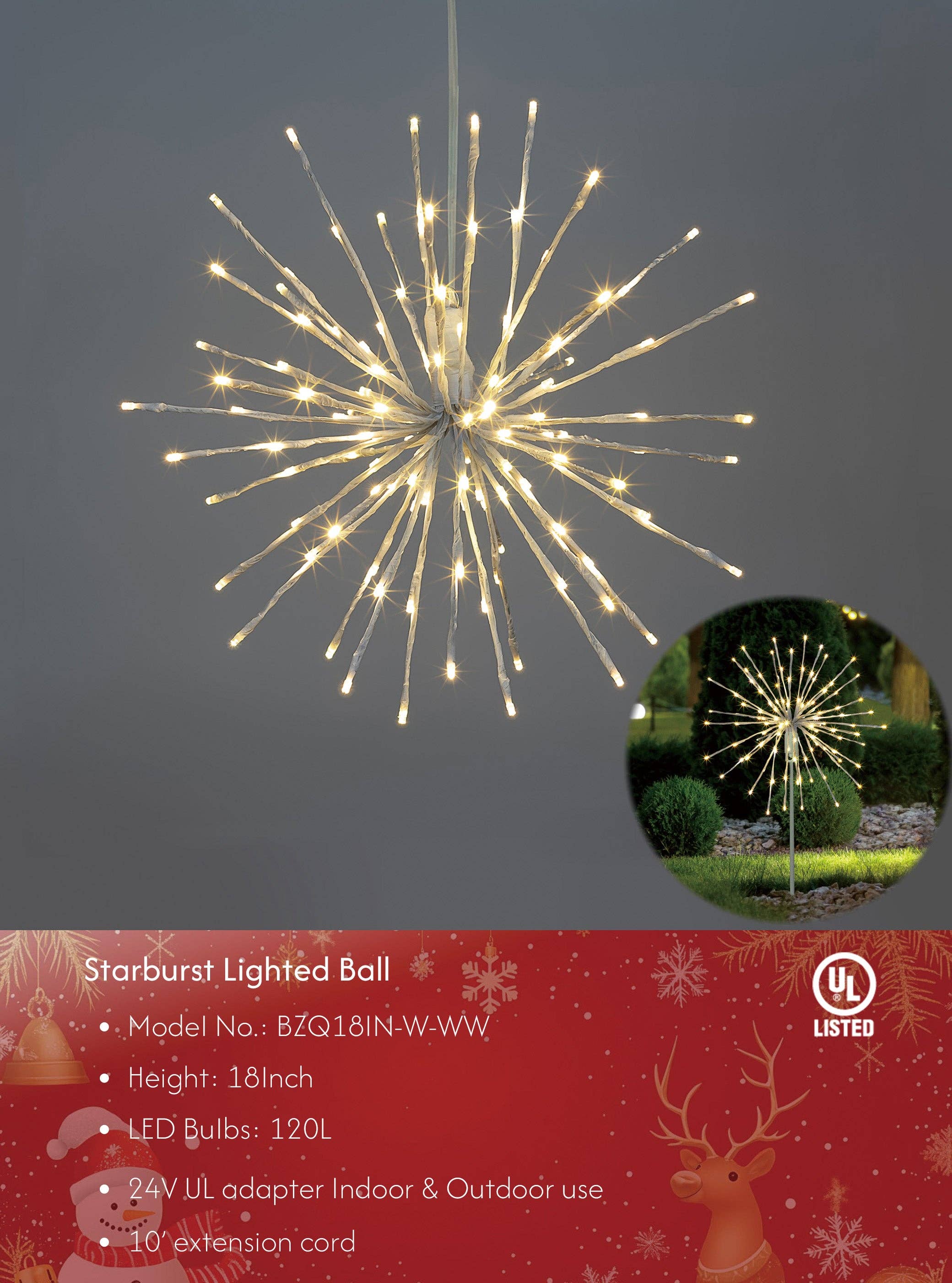 LIGHTSHARE - Wholesale Outdoor/Lawn Light - Starburst Light Lighted Ball LED Firework Lights White Twink53