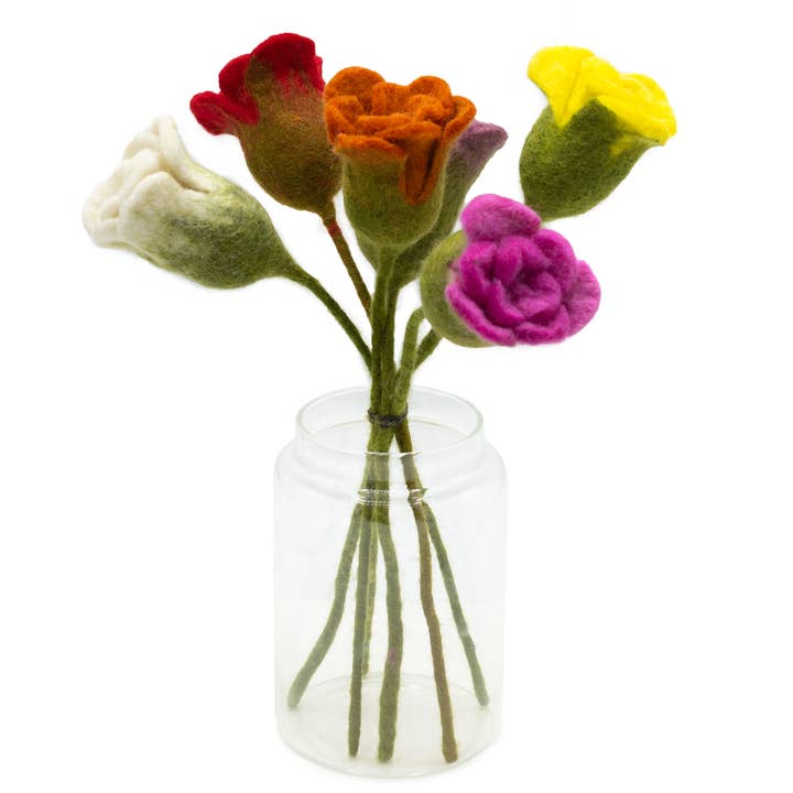 Ancient Wisdom – wholesale Decorative tabletop object – Felt Flowers - Roses (assorted colours)