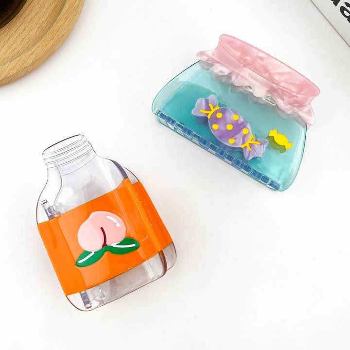 Candy Jar Claw Clip, Peach Soda Bottle Hair Clip for wholesale by TheDivaSoap