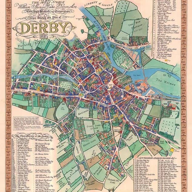 Derby 1815 - A1 Hand Drawn Historical Map for wholesale by Derby Uncovered