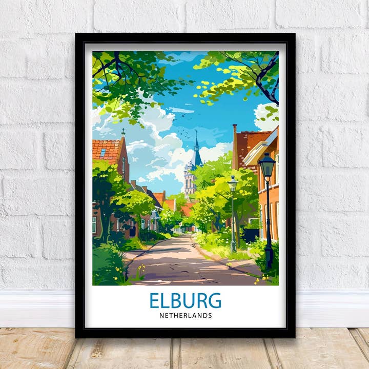 Delft Netherlands Travel Poster Historic City Art Blue Pottery Poster Dutch Canal for wholesale by InkNPrintz