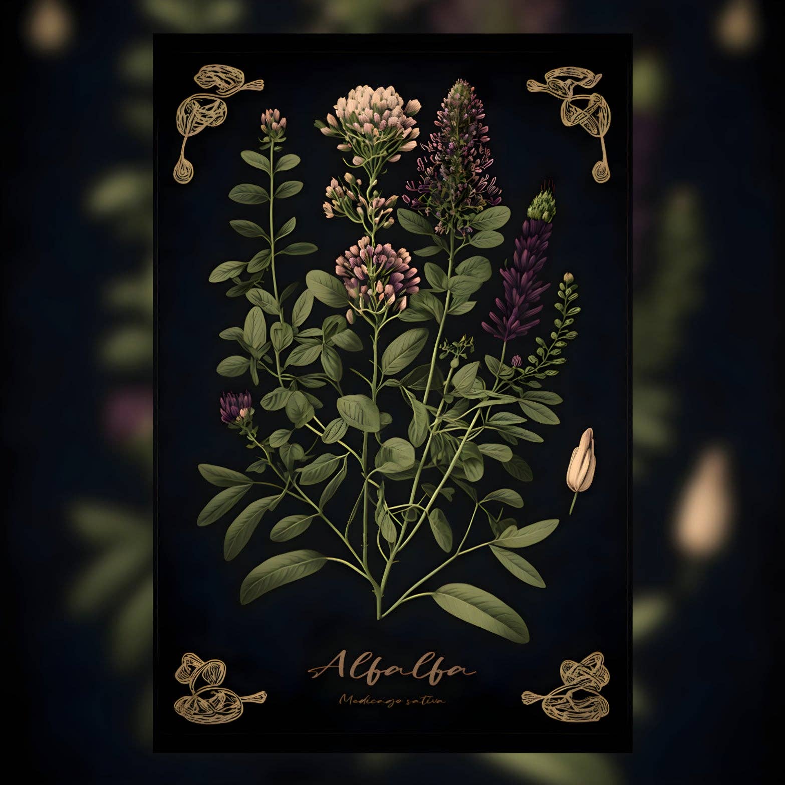Print Pothecary - Wholesale Art Print - Dark Alfalfa Canvas Print - Herbal Art for Home or Office - Apothecary Decor3