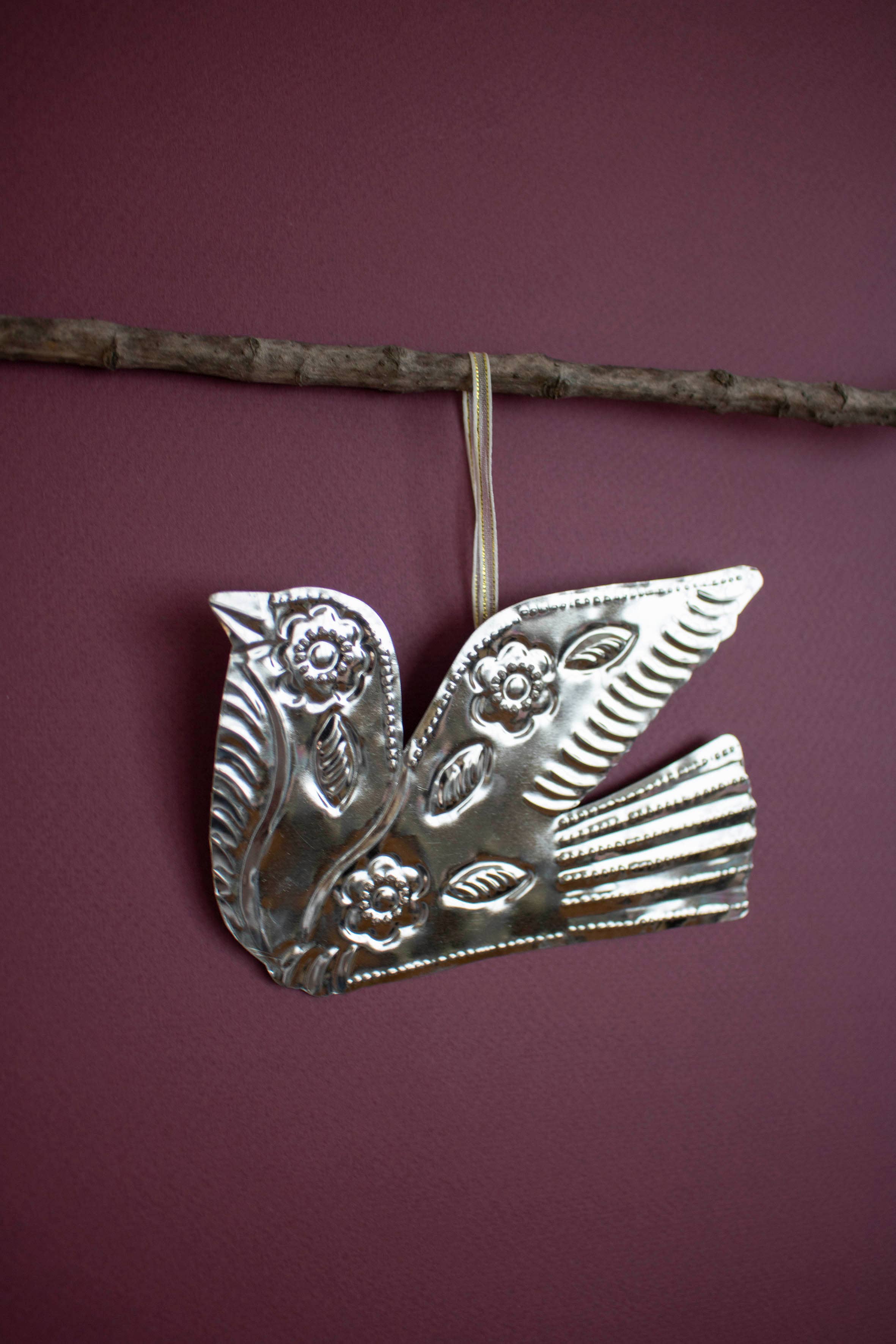 P.I.Project America – Engroshandel Pyntekvast – Mexicanske Milagros - Sølvfarvede duer - tinpynt2