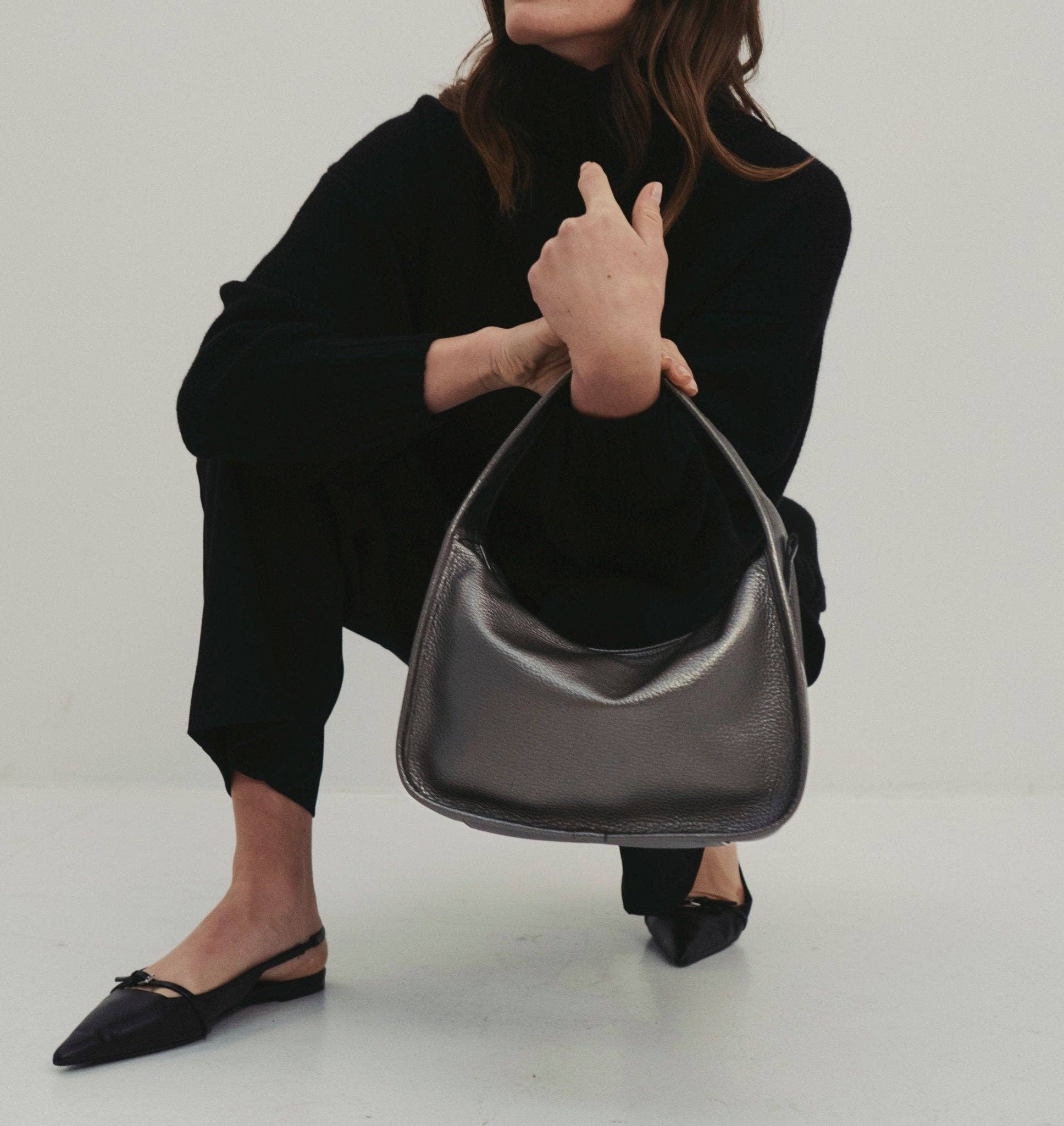 TIEFENBACHER LEHMANN - Vente Sac porté épaule – femme - Sac BRIOCHE midi gris métallisé8