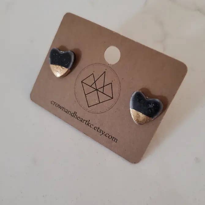 Crown & Heart - Vente Clous d'oreille - Boucles d'oreilles en forme de cœur2