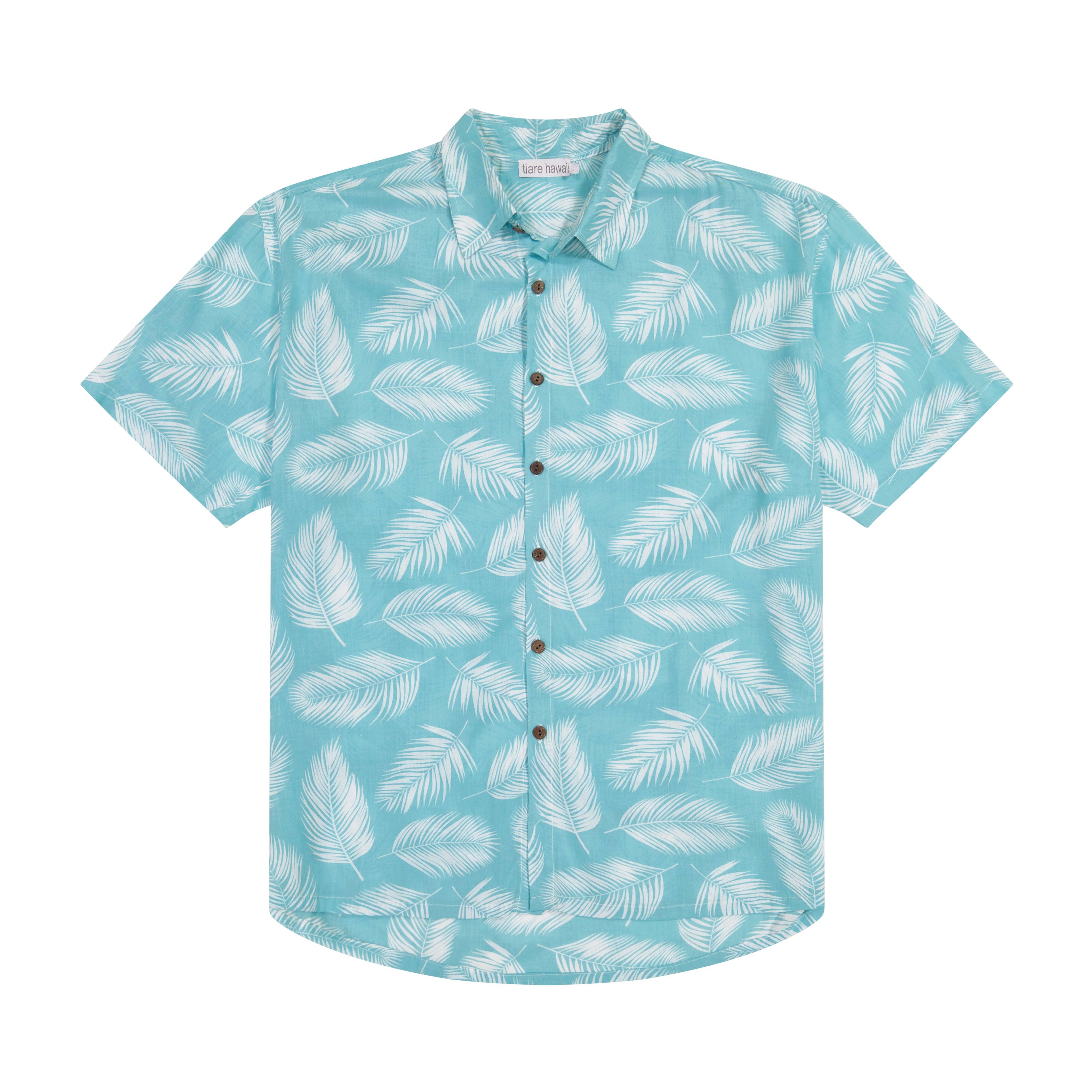 Palm Dusty Blue Aloha Shirt for wholesale on Faire4
