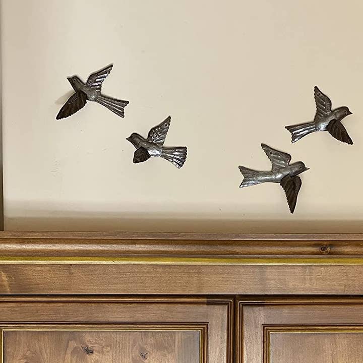 Haiti Fair Trade~ It's Cactus - Wholesale Wall Accent - Set of 5, 3-D Small Birds Garden Home Decor 5" x 4.5"2