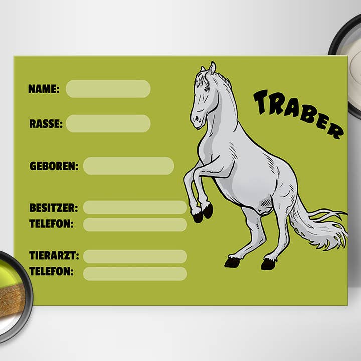 Femer - Wholesale Sign - Wooden sign horse 40x30cm trotter details name owner1