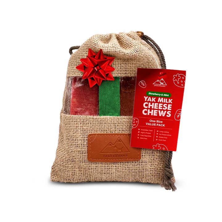 Holiday Yak Milk Chew Pack - Mint and Strawberry for wholesale by peaksNpaws
