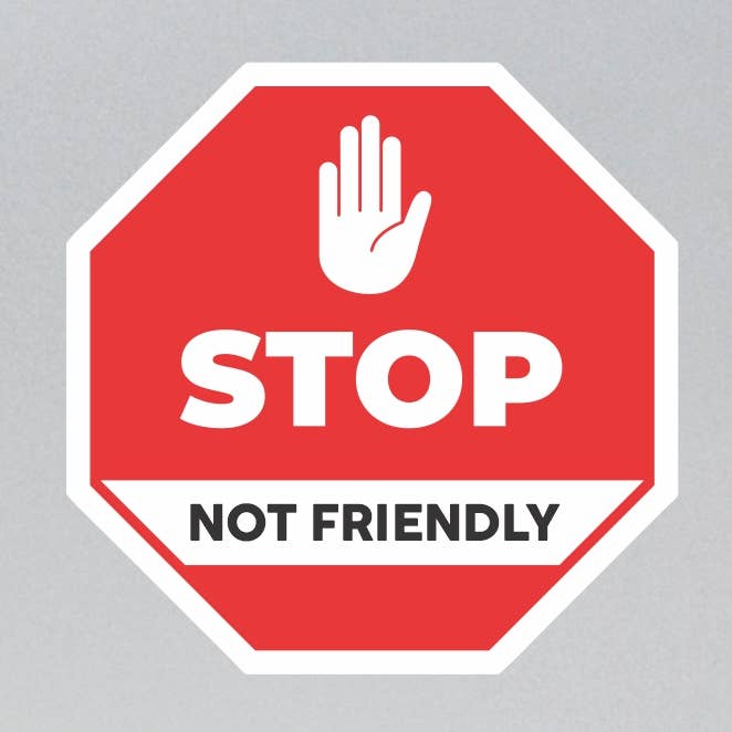Not Friendly Sticker for wholesale by Lunch Box Stickers