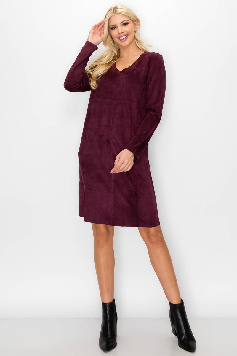 Joh Apparel – Vestido - Mulher por atacado – Vestido Aurora Stretch Camurça com Decote em V SEM Bolsos12