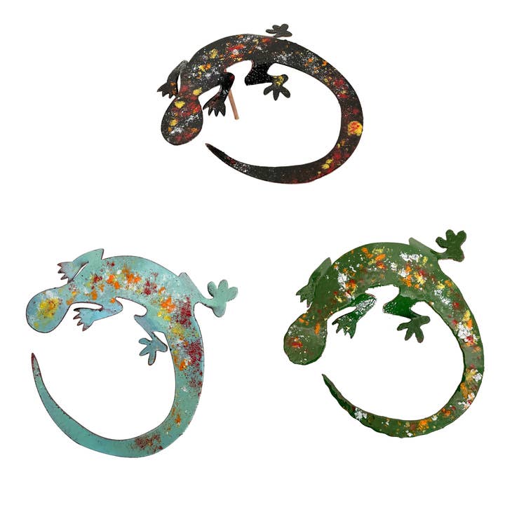 Clever Goods by Annabelle Noel Designs - Wholesale Outdoor Ornament/Decor - Copper Enamel Gecko Garden Decor Assortment