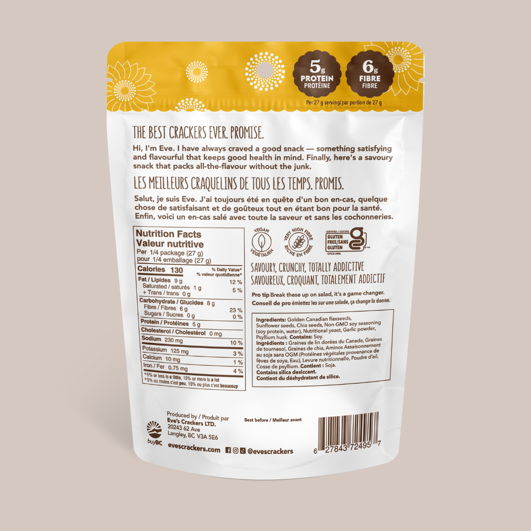 Eve's Crackers - Wholesale Crackers - Savoury Sunflower Seed Crackers1