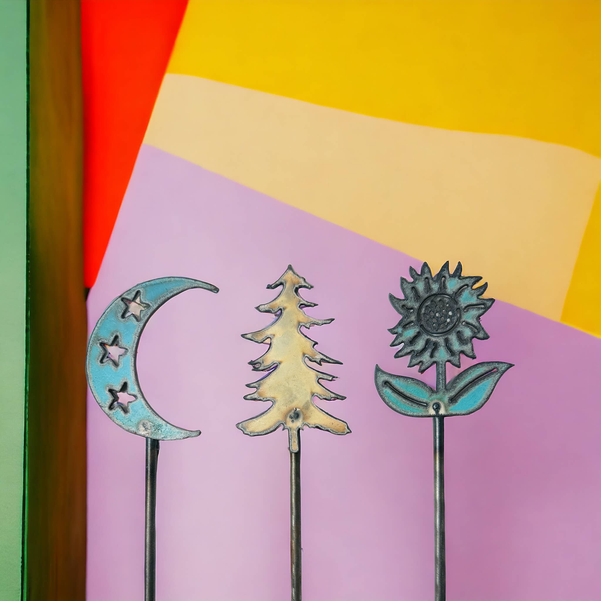 Iron Jewel - Wholesale Garden/Lawn Stake - Sunflower plant stake celestial garden Moon lawn stake Tree3