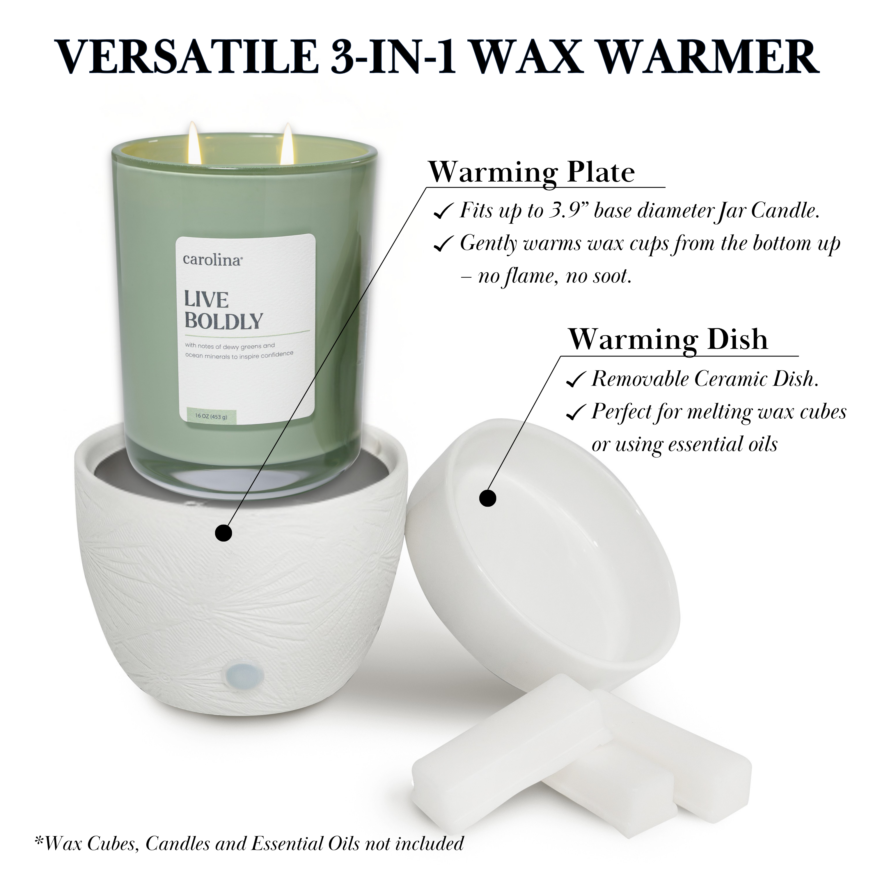 MVP Group International INC - Wholesale Wax Warmer - Carolina Wellness 3-in-1 Multifunctional Warmer, White2