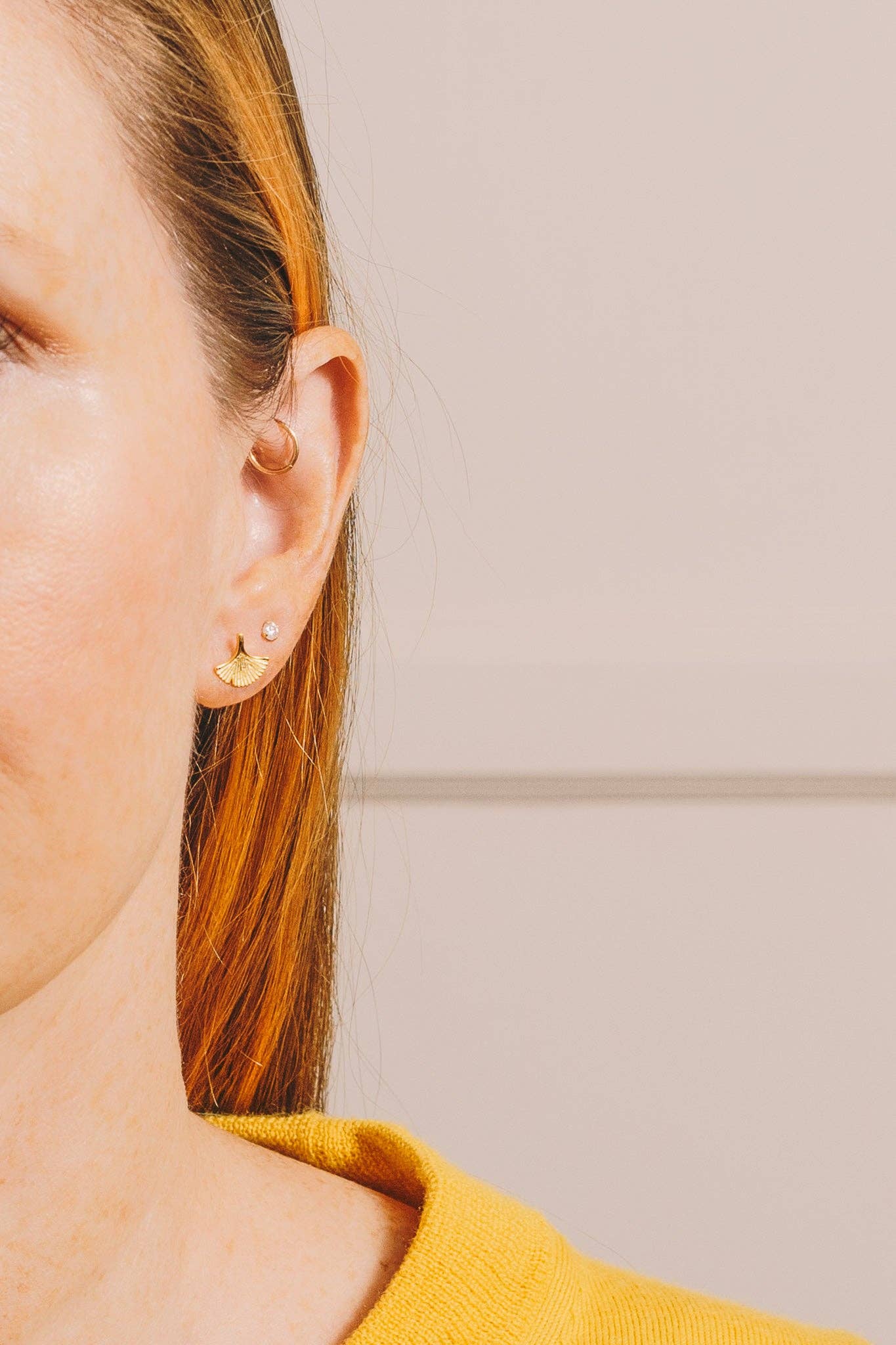 Janna Conner - Wholesale Dangle Earrings - Ginkgo Leaf Stud Earrings | 18k Gold Plating over .925 Silver3