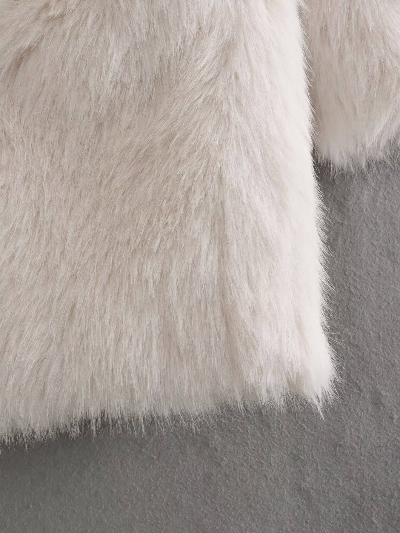 White Stylish Loose Midi Faux Fur Coat for wholesale on Faire10