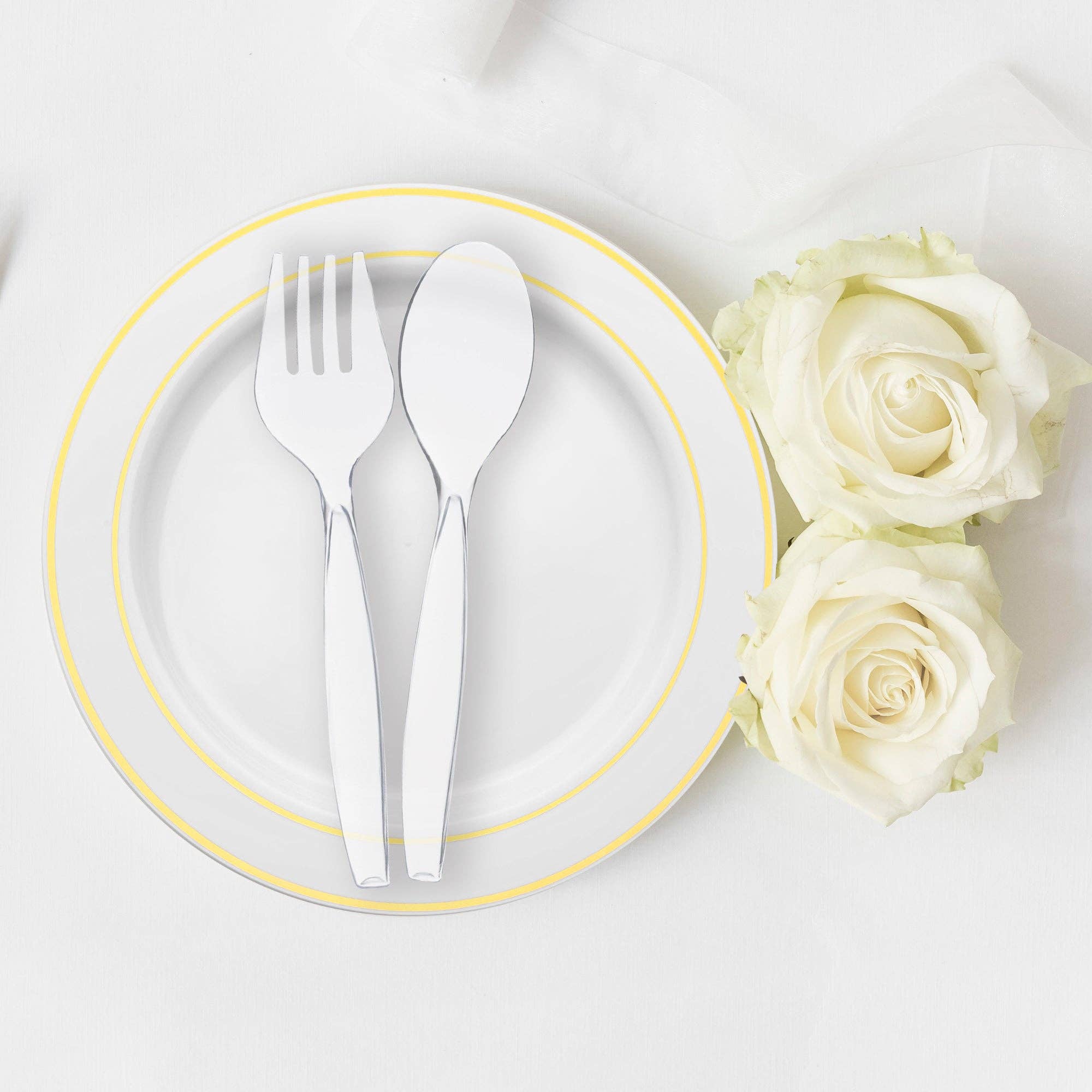 Smarty had a Party - Wholesale Assorted Cutlery Set - Clear Disposable Plastic Serving Flatware Set - 5 Pairs6